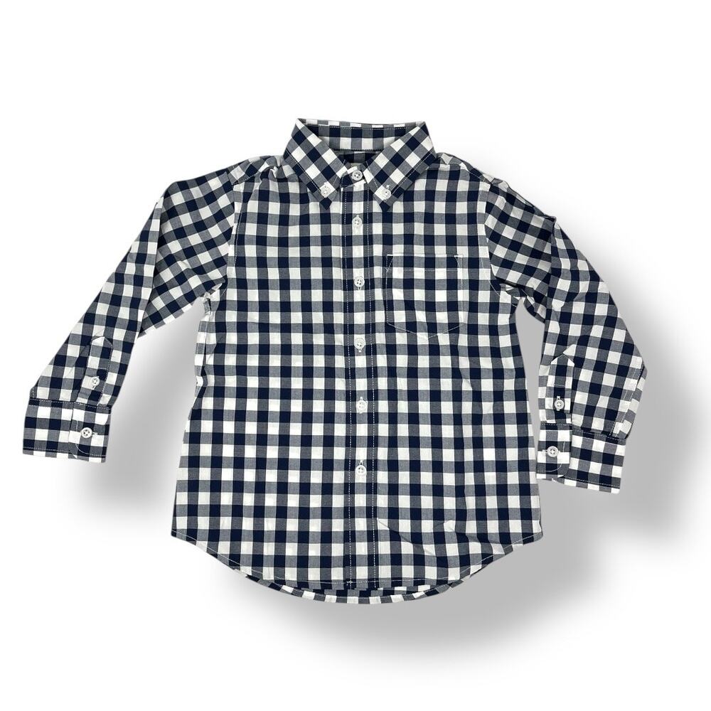 Crewcuts Navy Gingham Button-Down Shirt | Size 2 | NWT